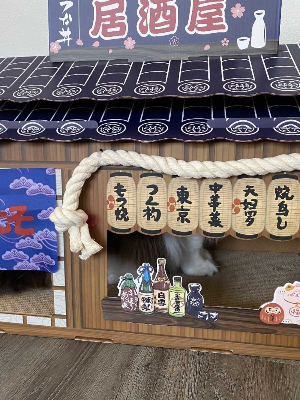 Cardboard Cat House,Cat Bed with Cat Toys,Cat Villa with Cat Scratching Posts